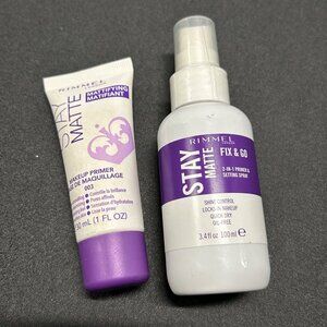Rimmel Stay Matte Makeup Primer 30ml & Fix & Go Setting Spray 100ml Shine Contro